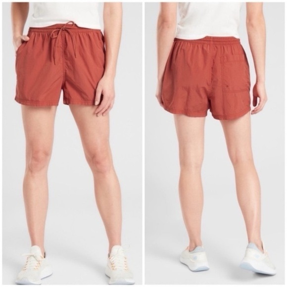 Athleta Expedition Etruscan Red Lightweight Nylon Athletic Hiking Shorts Size 16 - Picture 1 of 7